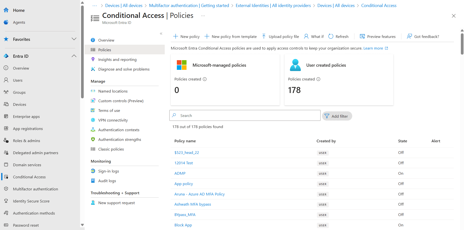 A comprehensive report showing how to get all the conditional access policies in the Entra admin center