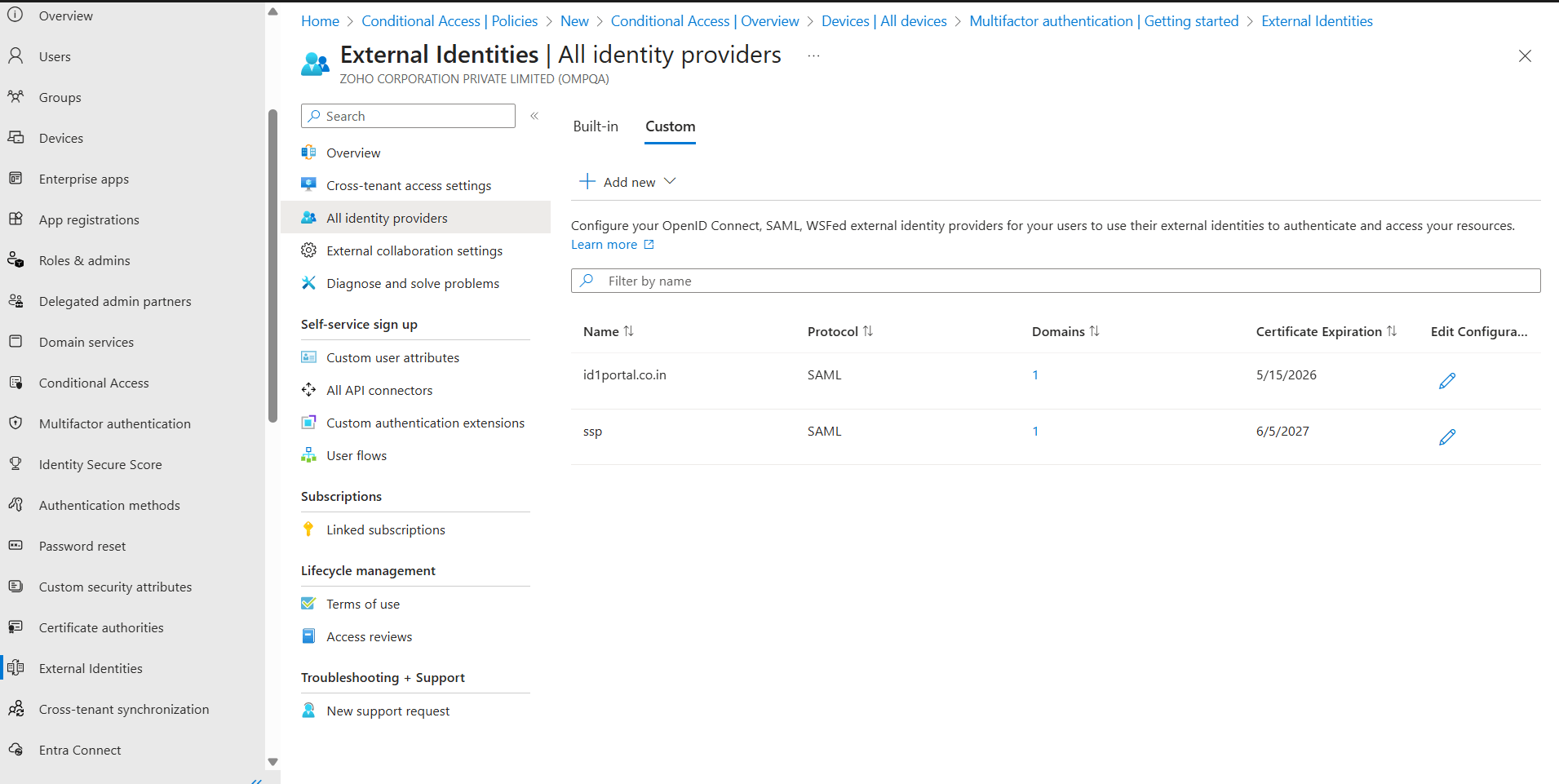 A comprehensive report showing how to get federation settings of a domain in the Entra admin center