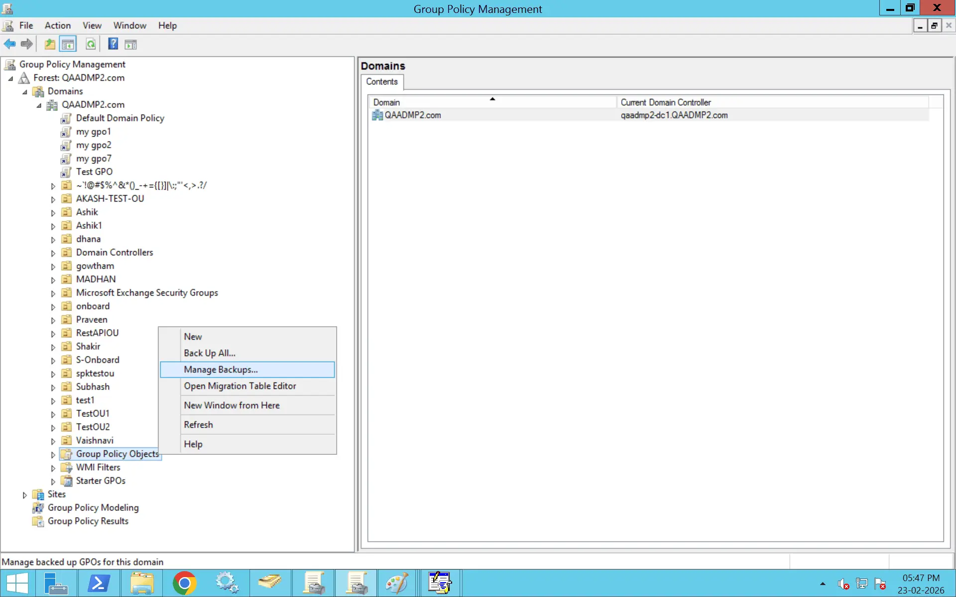 A comprehensive image showing how to import a GPO from backup using the GPMC