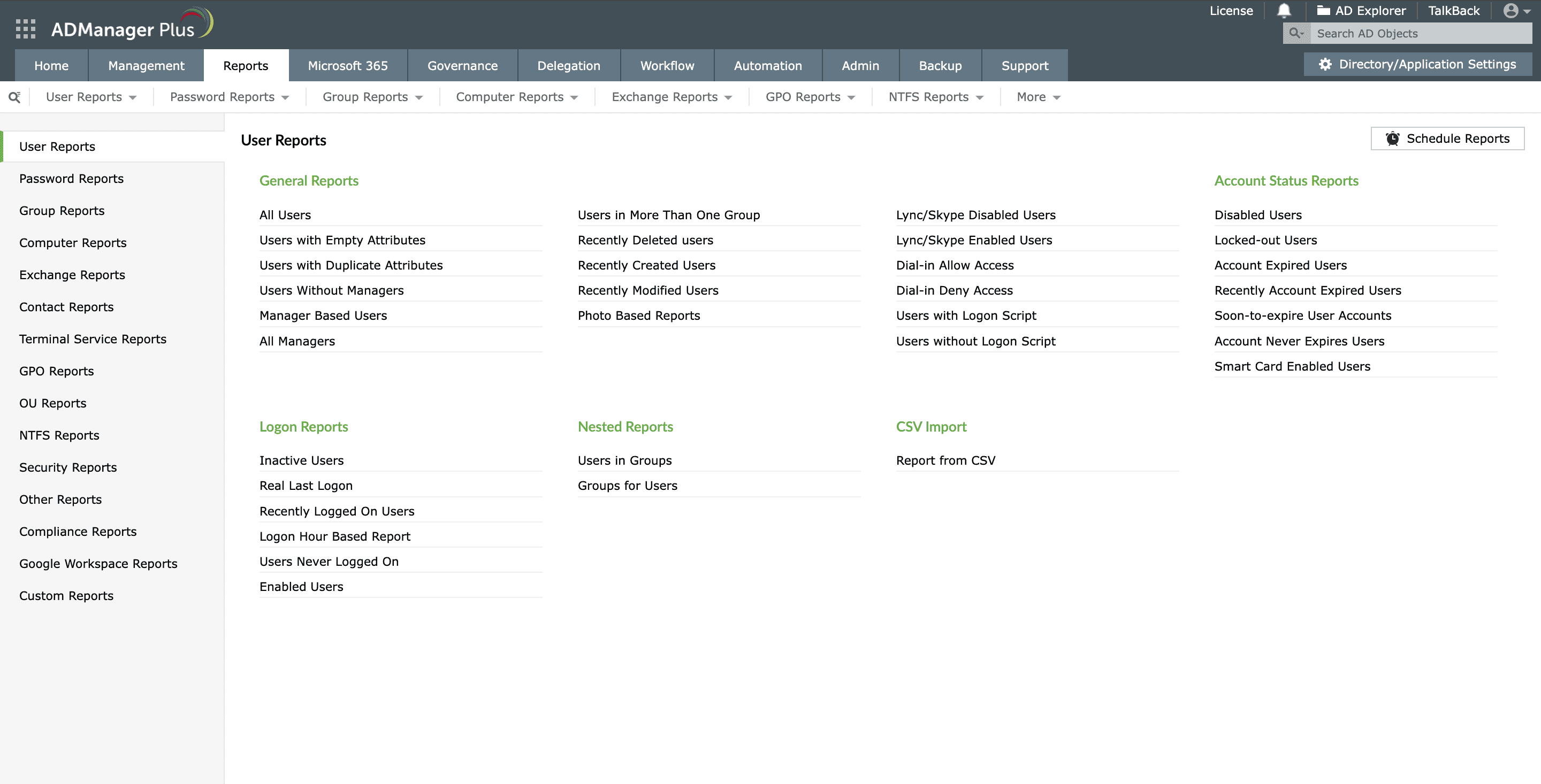 Active Directory reporting