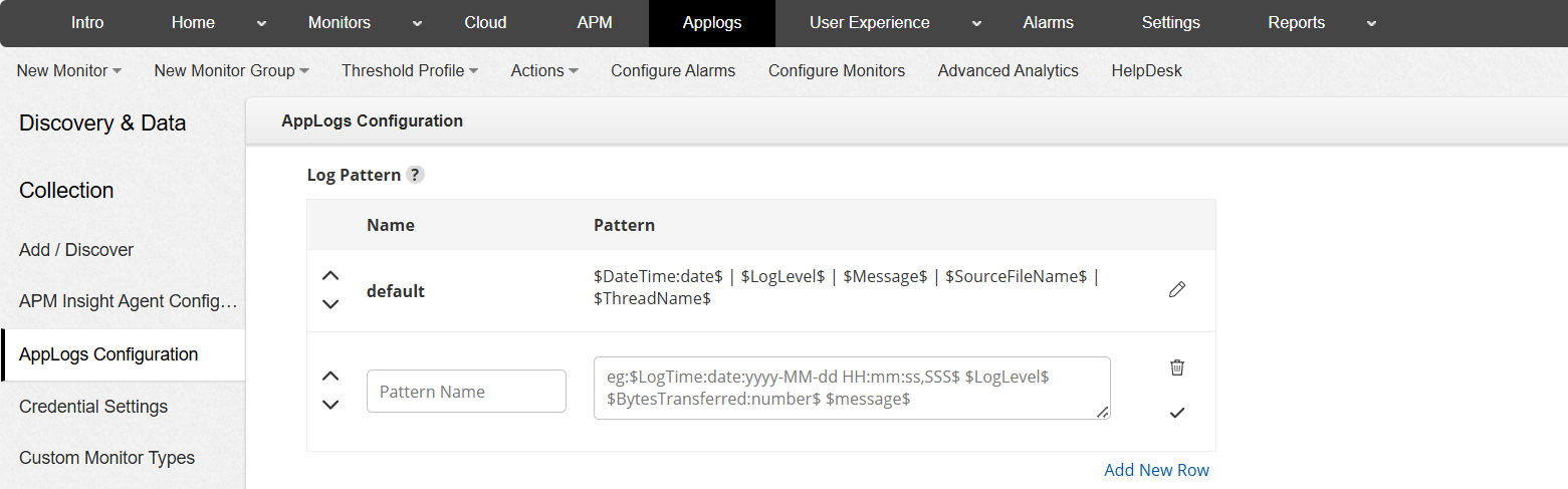 Add Log Type Log Pattern