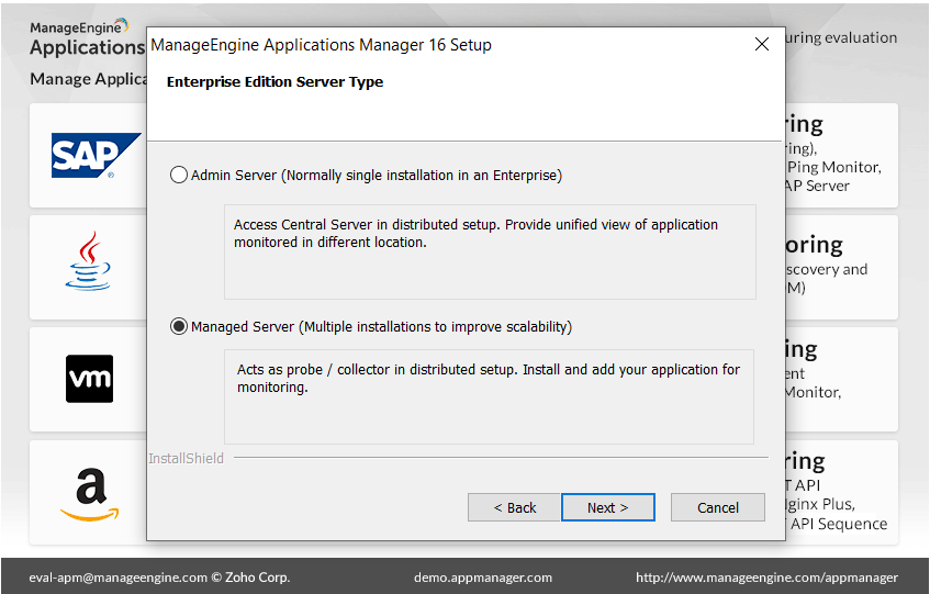 Applications Manager Enterprise Edition Installation: Installing Probe server in Windows