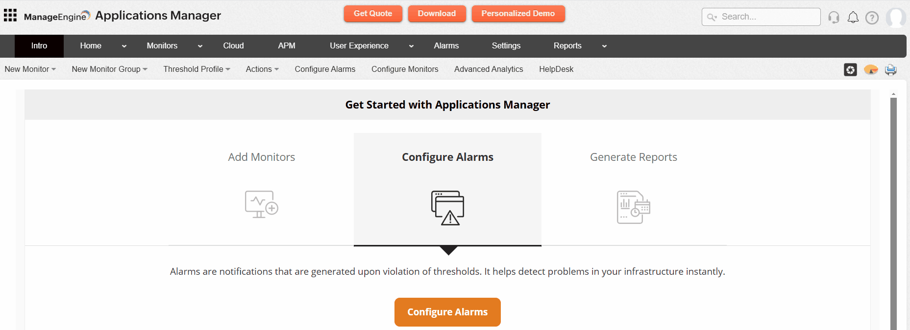 Applications Manager Global Search in GUI