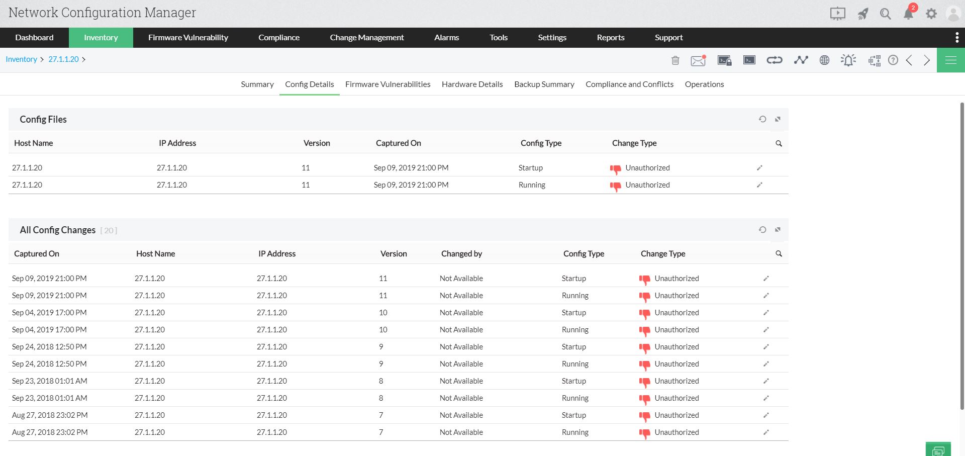 Configuration change management