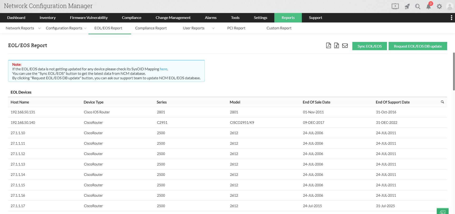 Configuration reports