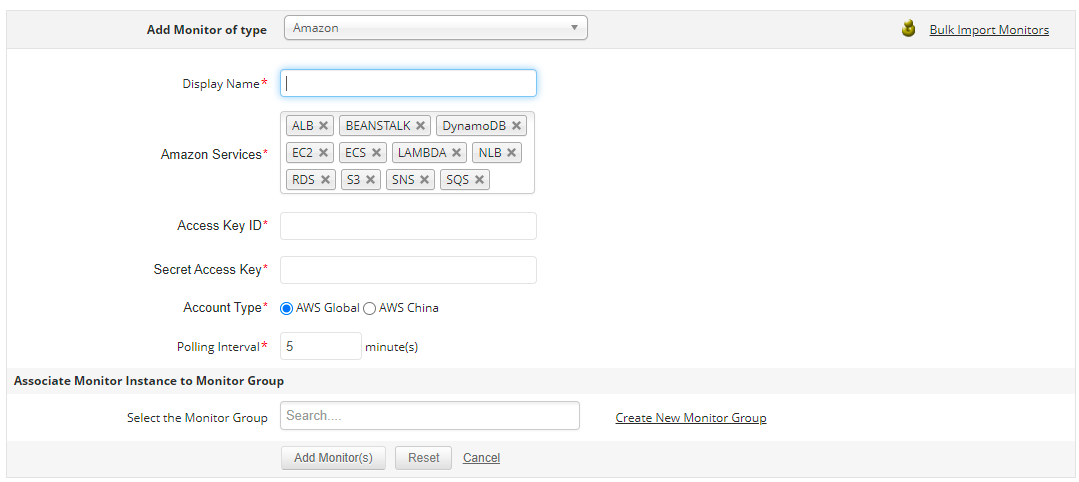 Dashboard de monitoreo de descubrimiento automático AWS ECS - Applications Manager
