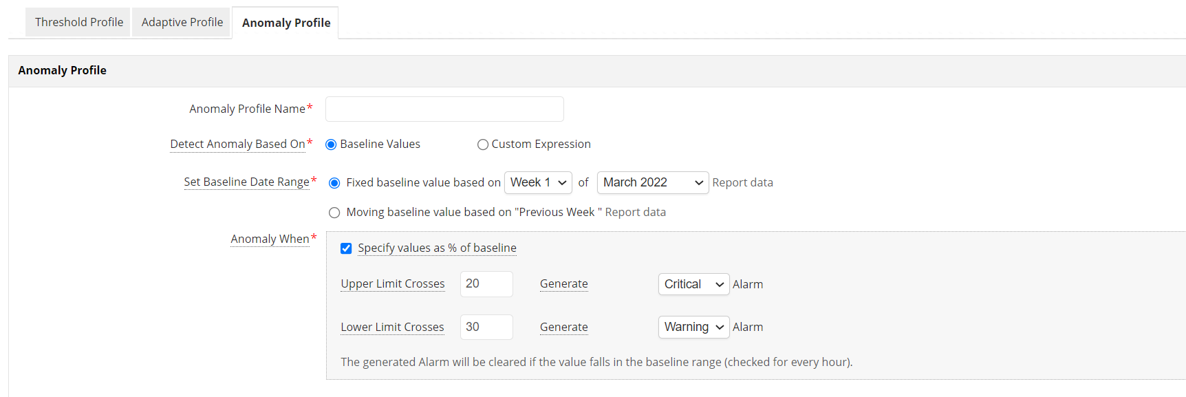 Dashboard de monitoreo de Google Cloud Platform (GCP) de perfiles de anomalía - Applications Manager