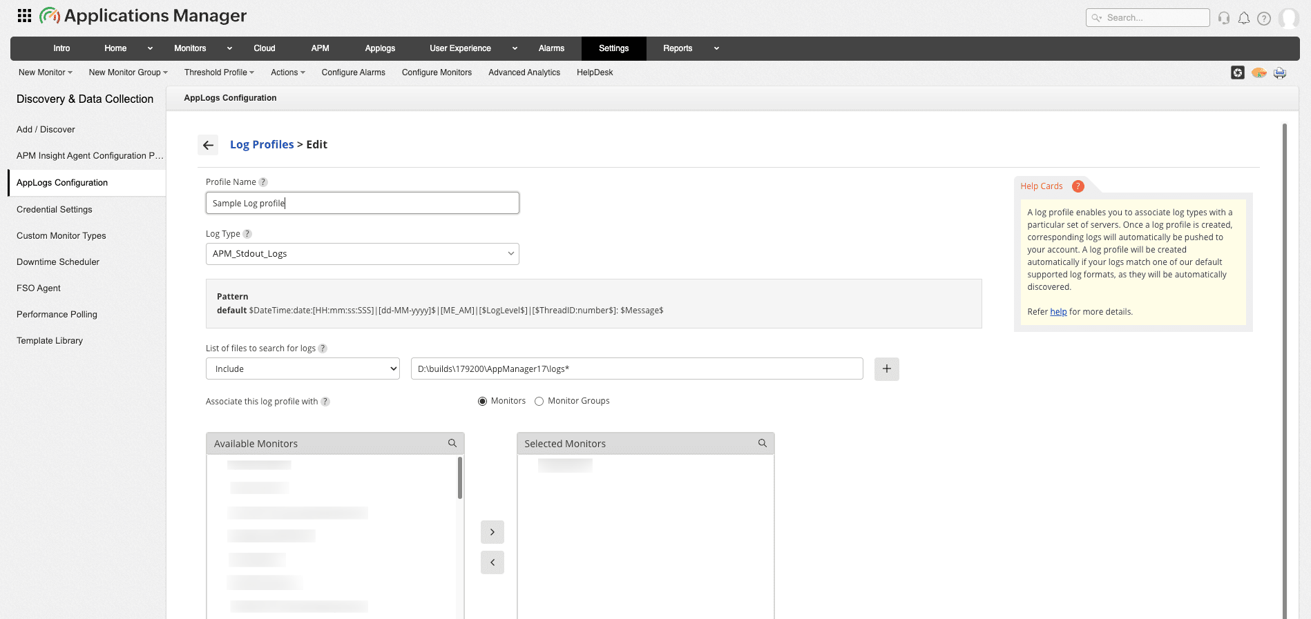 Application log Monitoring - ManageEngine Applications Manager