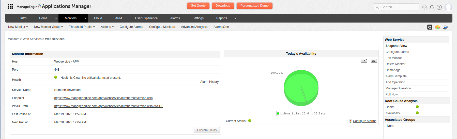 Web Service Monitoring - ManageEngine Applications Manager