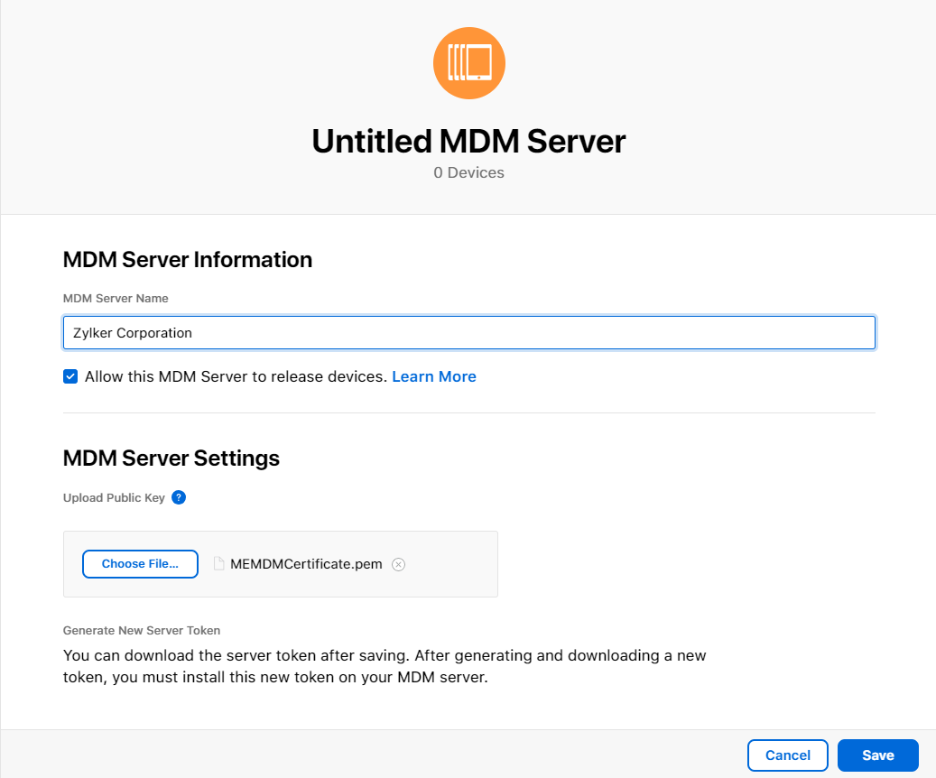 Add ABM server on Apple Business Manager