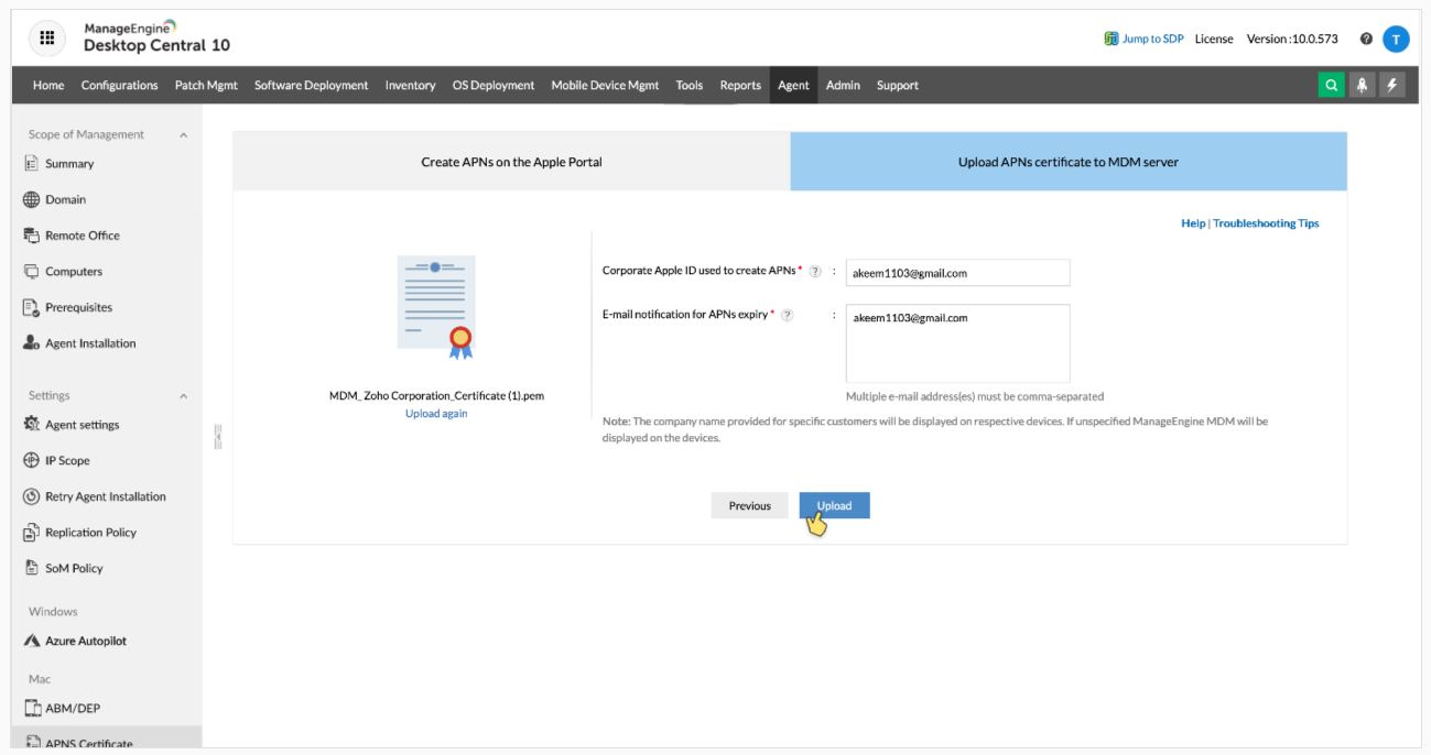 APNs creation step 5