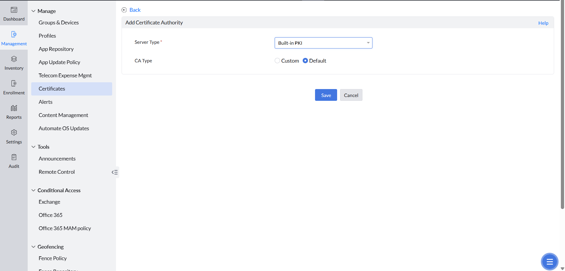Create Built-in PKI Server