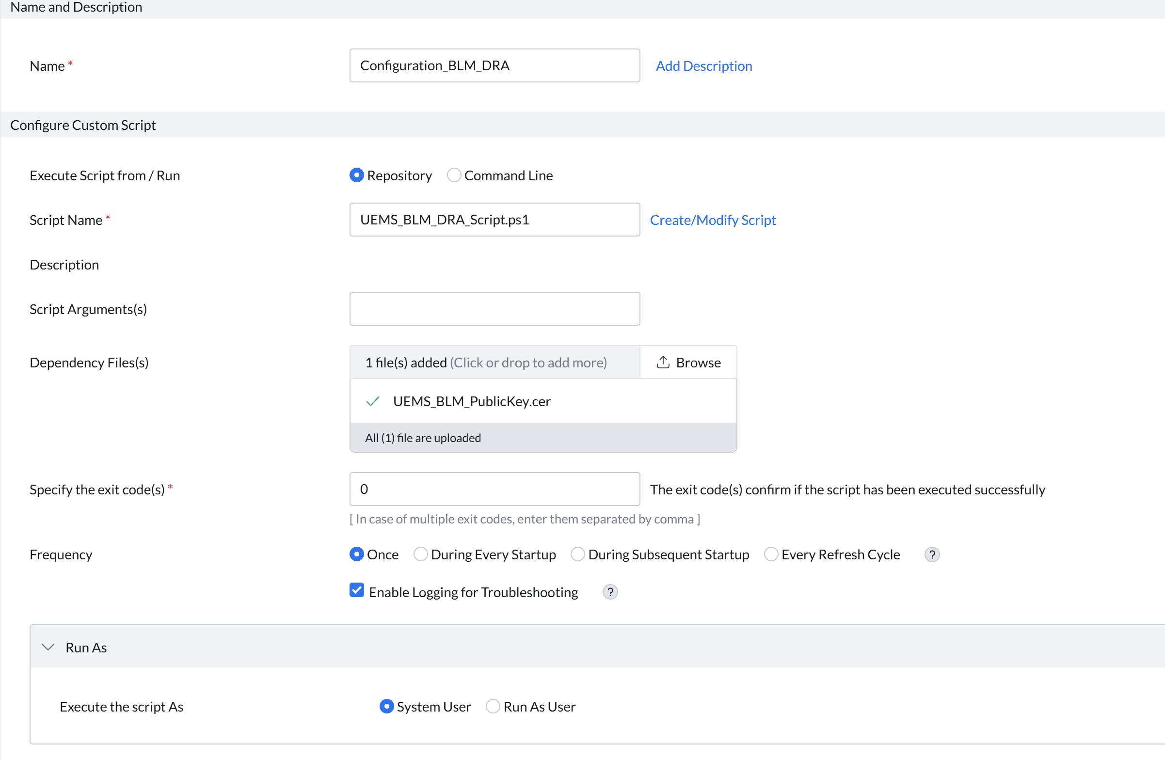 Creating the configuration
