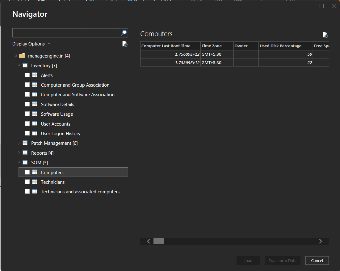 Power BI data preview screenshot