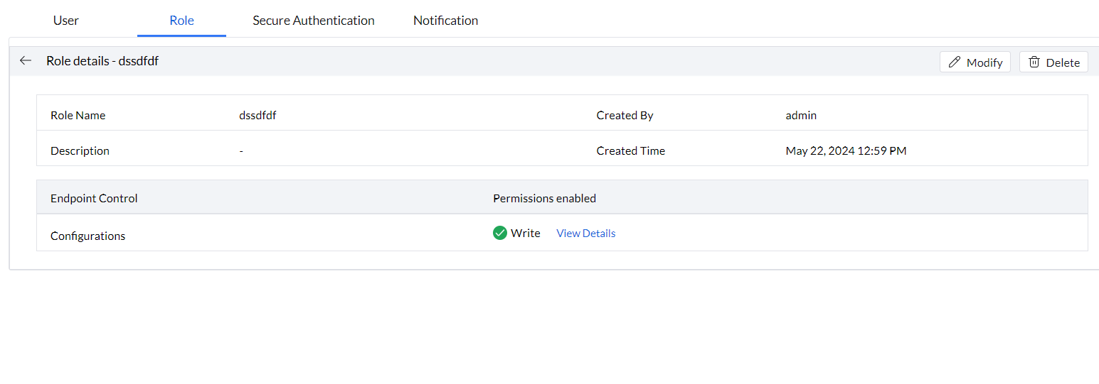 Modify predefined roles page