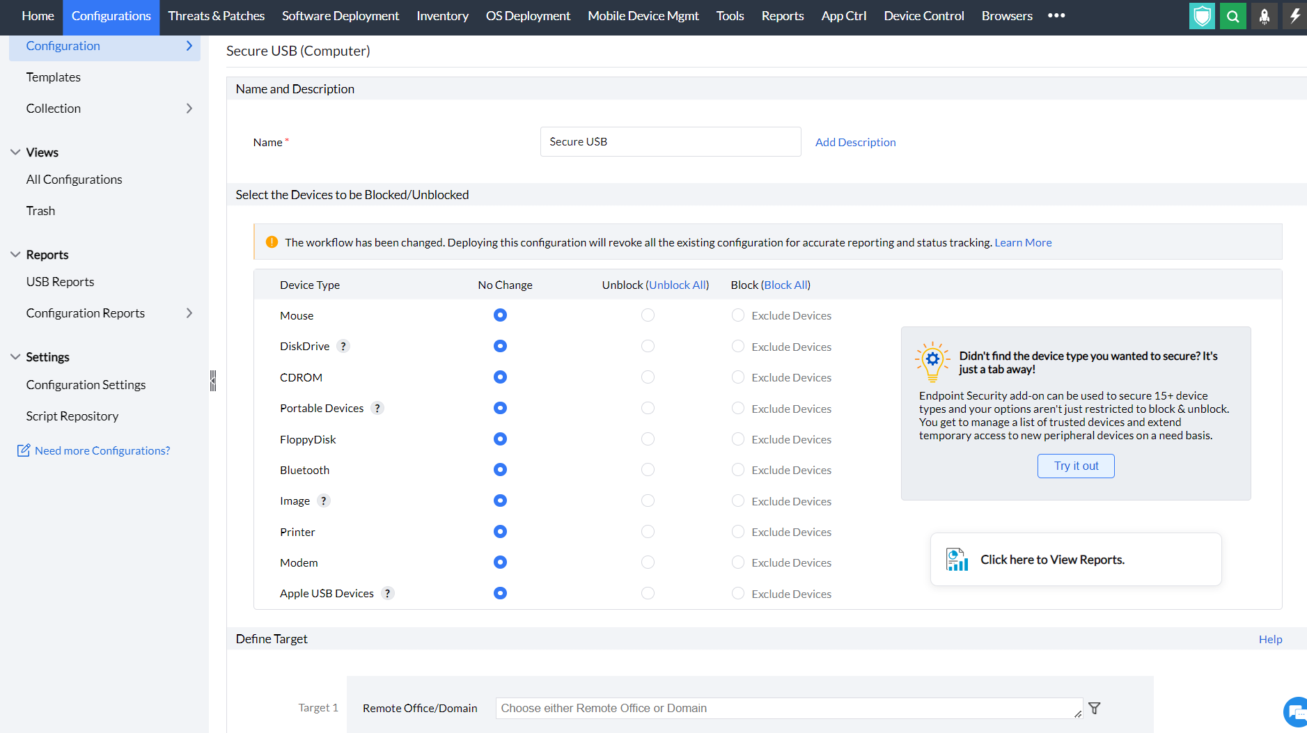 Securing USB Devices Computer Configuration ManageEngine Endpoint