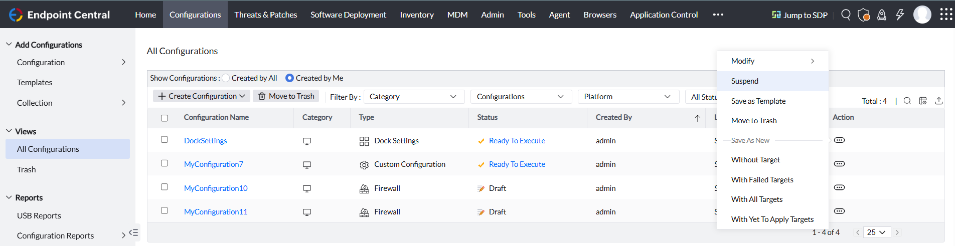 Suspend Mac dock configuration