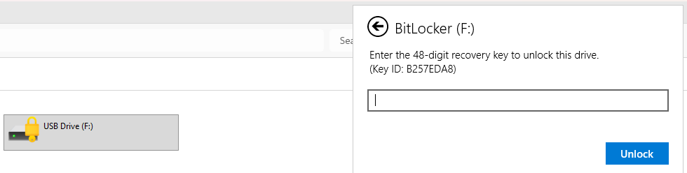 Copying Key ID for recovery key