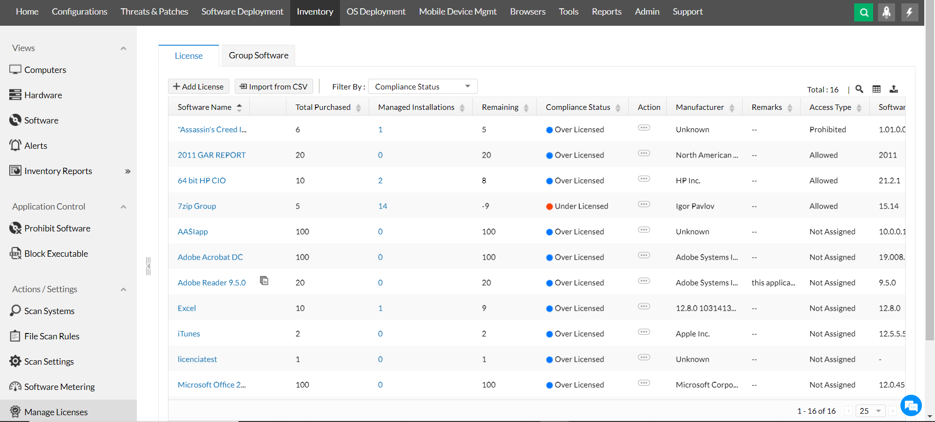 Software Inventory Tool Software Inventory For Windows Linux Mac Manageengine Desktop Central