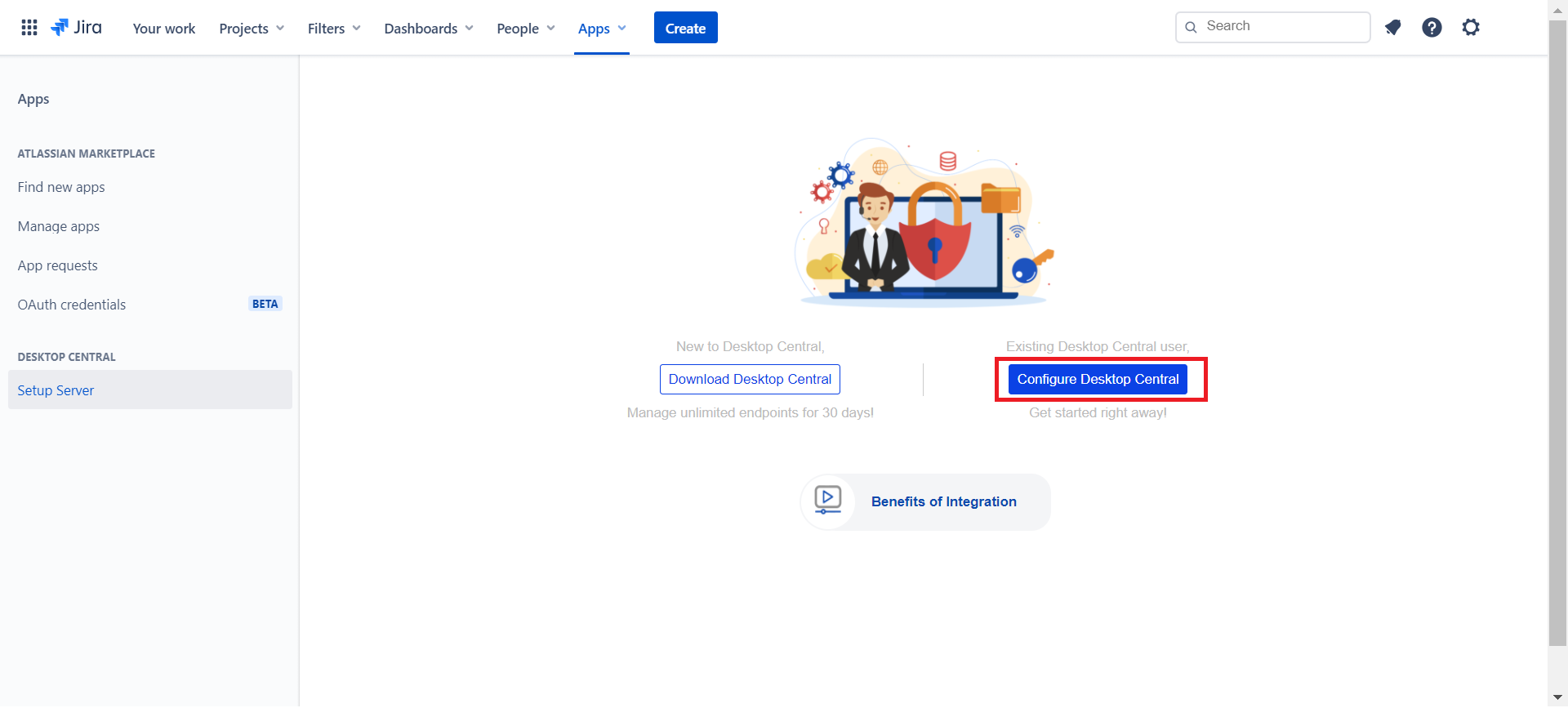 Configure Endpoint Central in Jira Service Management Cloud