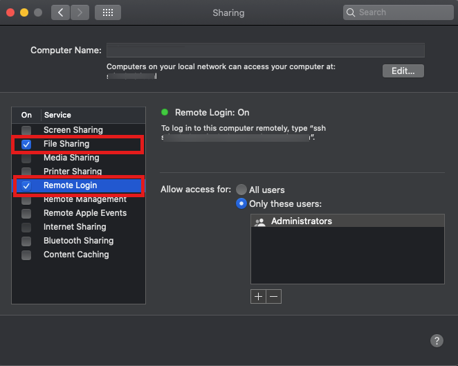 Enabling SSH in mac computers