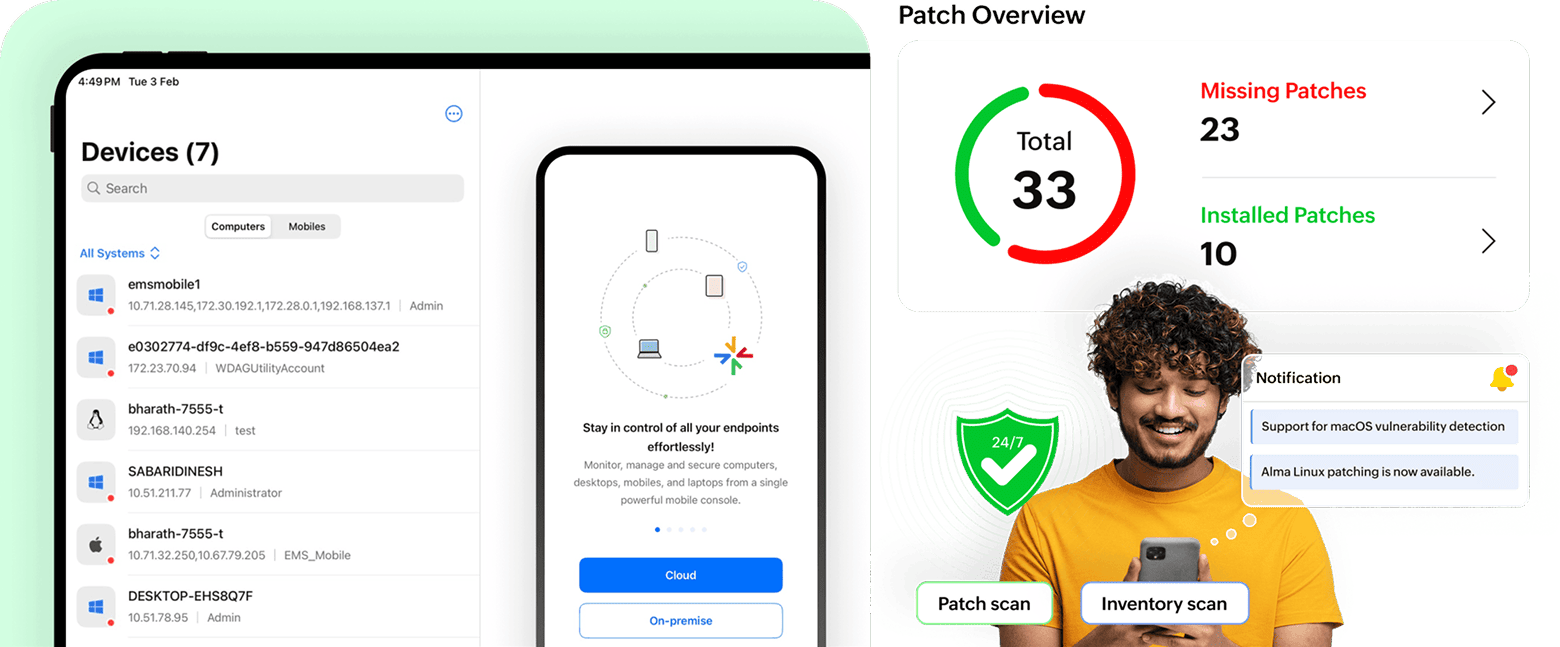 Endpoint Central mobile app screens