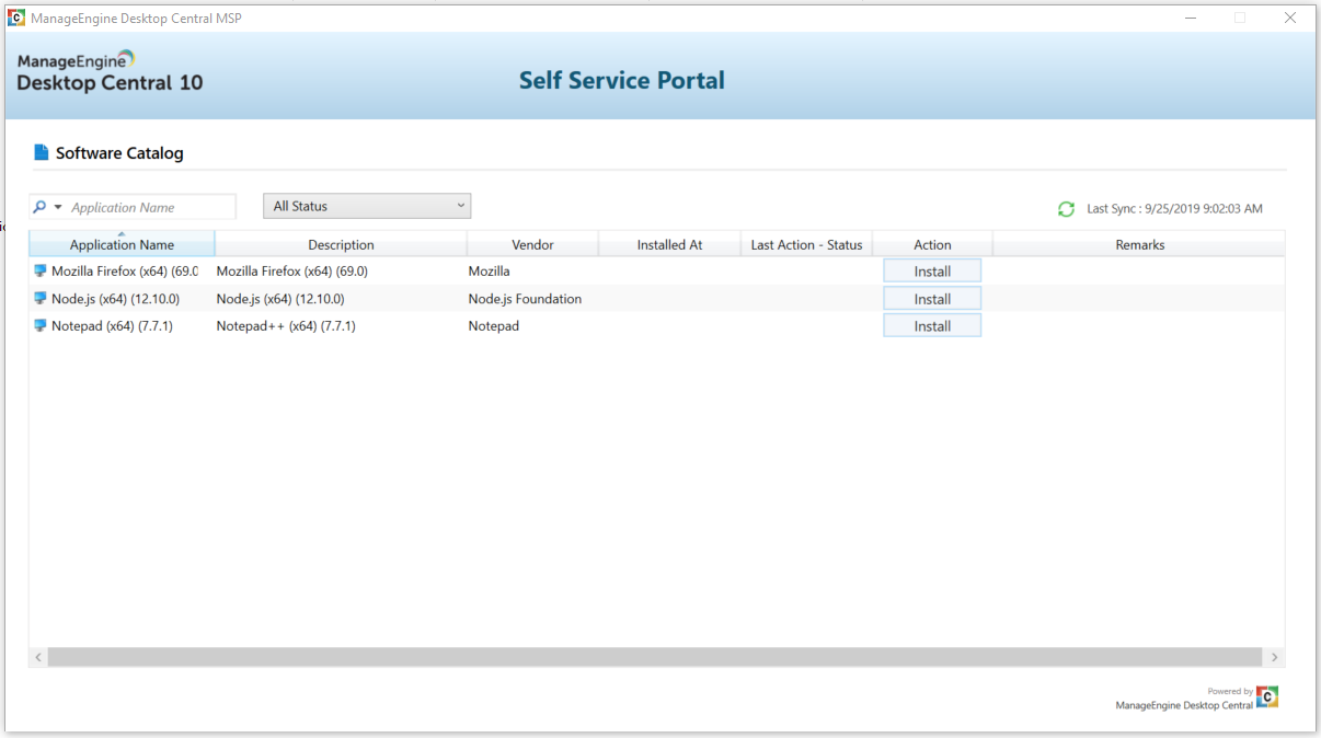 Allow users to install software by themselves using the self-service portal