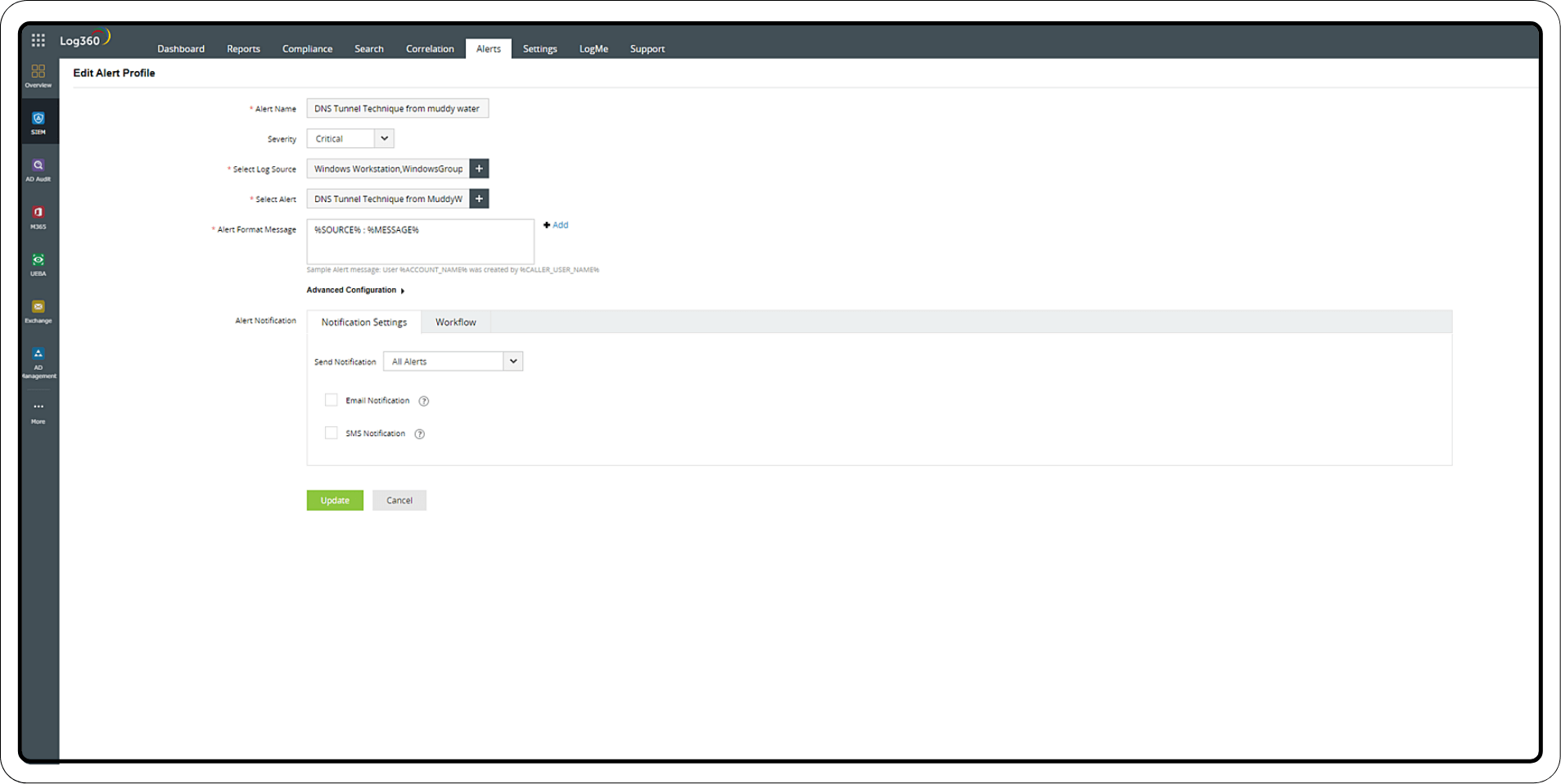 Creating an alert profile and workflow2