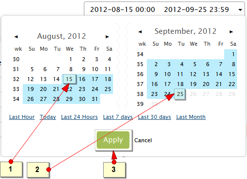 Select range of days in calendar