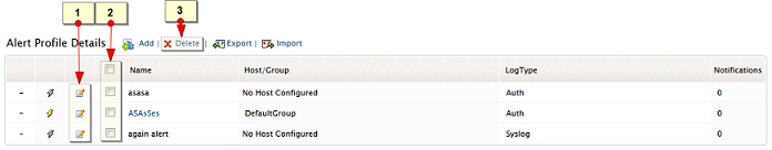 Edit, Delete Alert Profiles