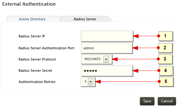 RADIUS server configuration