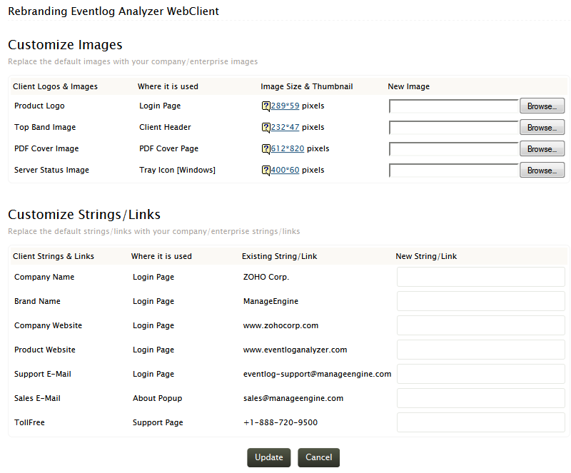 Rebrand EventLog Analyzer client