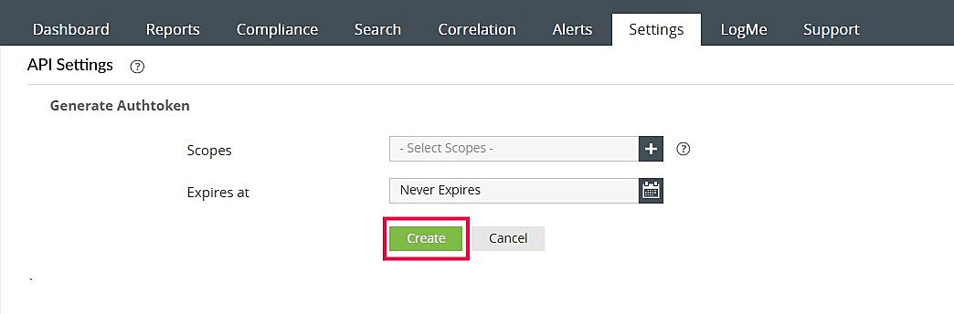 EventLog Analyzer Rest API Settings