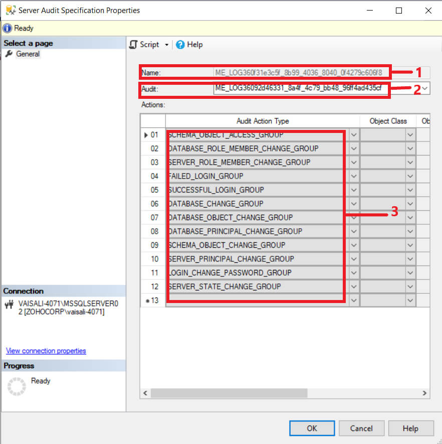 Server Audit specification