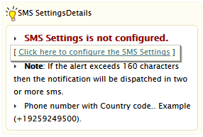 SMS server configuration prompt