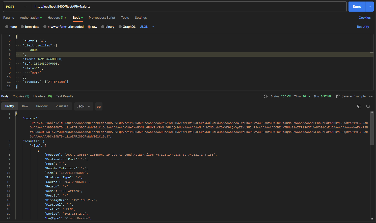 Synchronous Alert API EventLog Analyzer