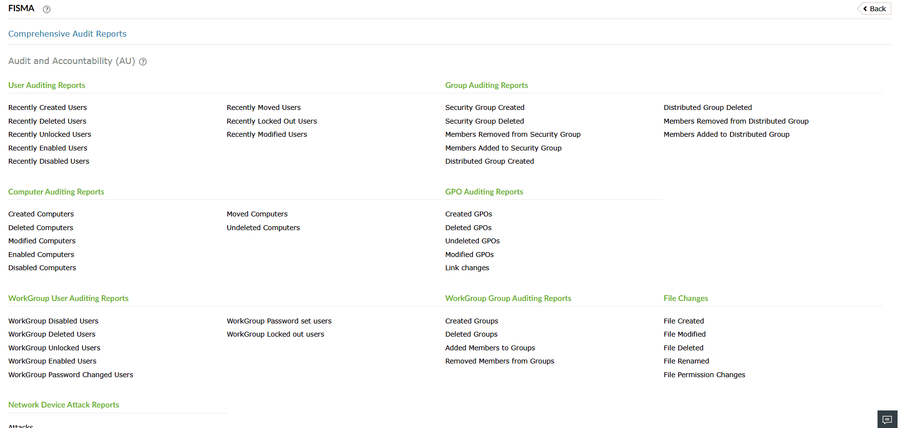 EventLog Analyzer featuring all the reports supported for the FISMA compliance.