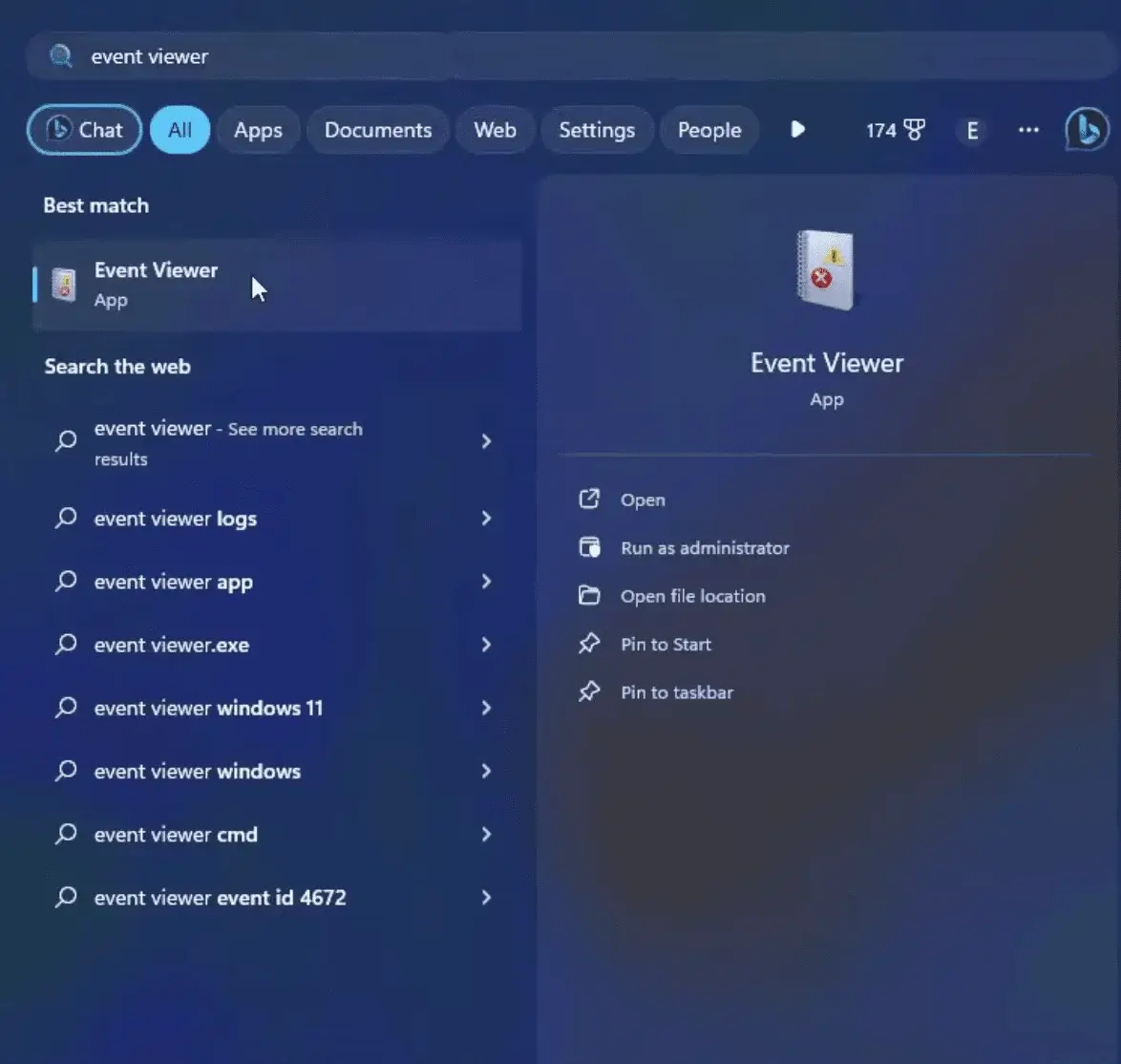 Windows event viewer