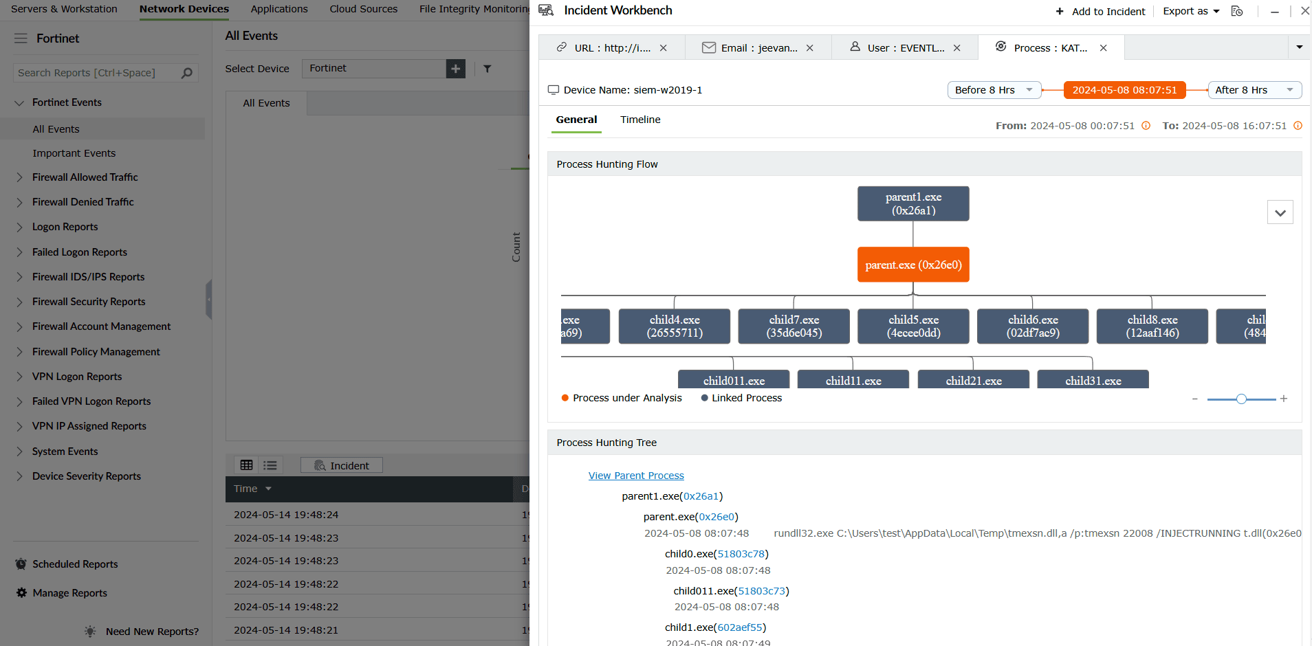 Threat detection and investigation module in EventLog Analyzer