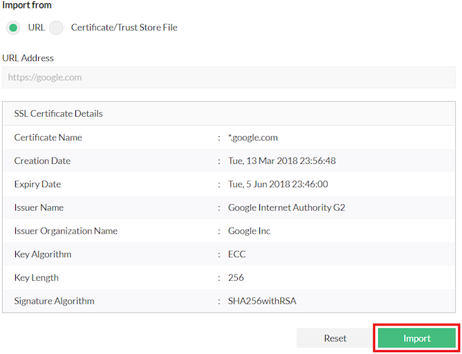 Import Trusted Certificates from URL