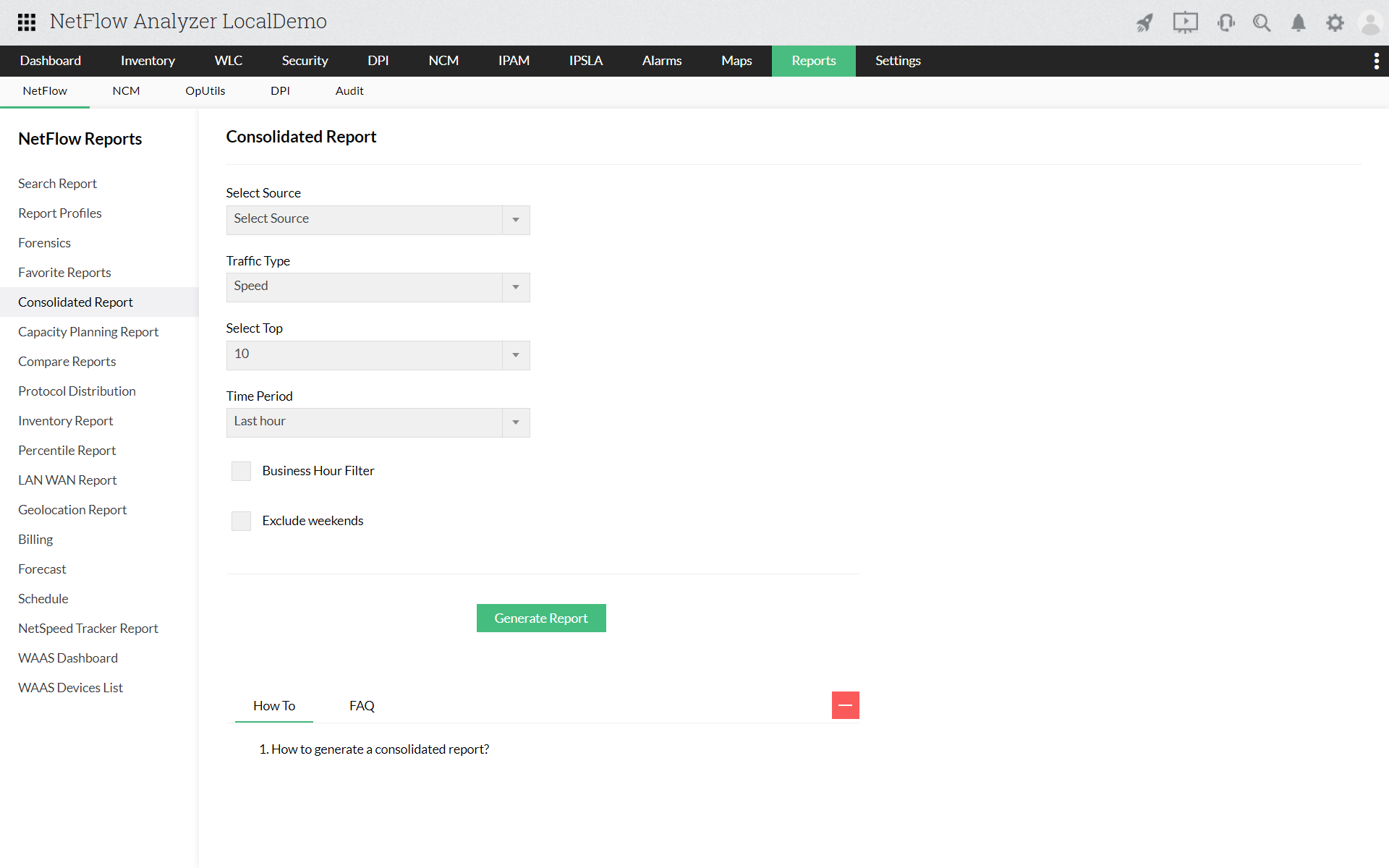 Network Bandwidth Usage Report - ManageEngine NetFlow Analyzer