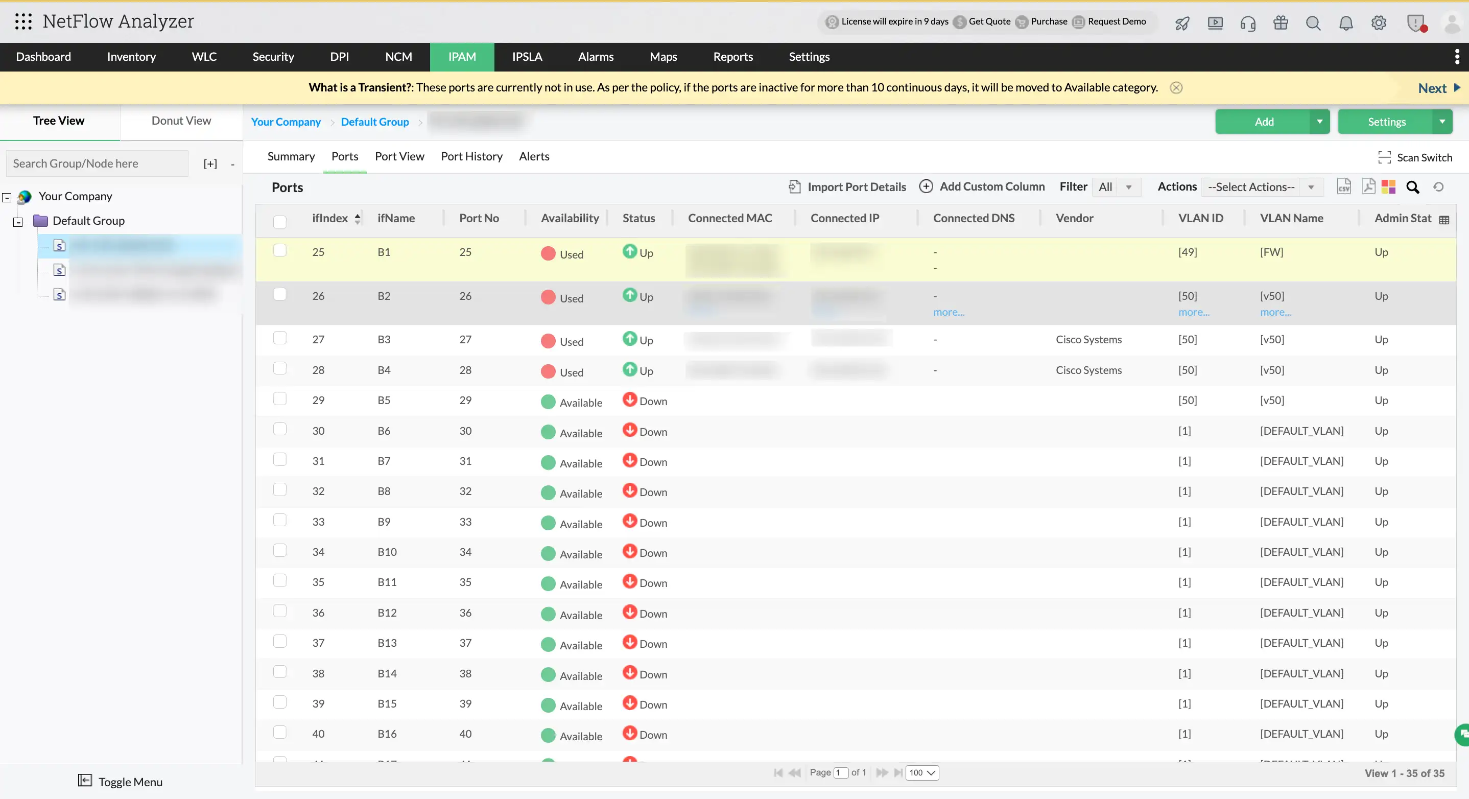 Instant switch port visibility