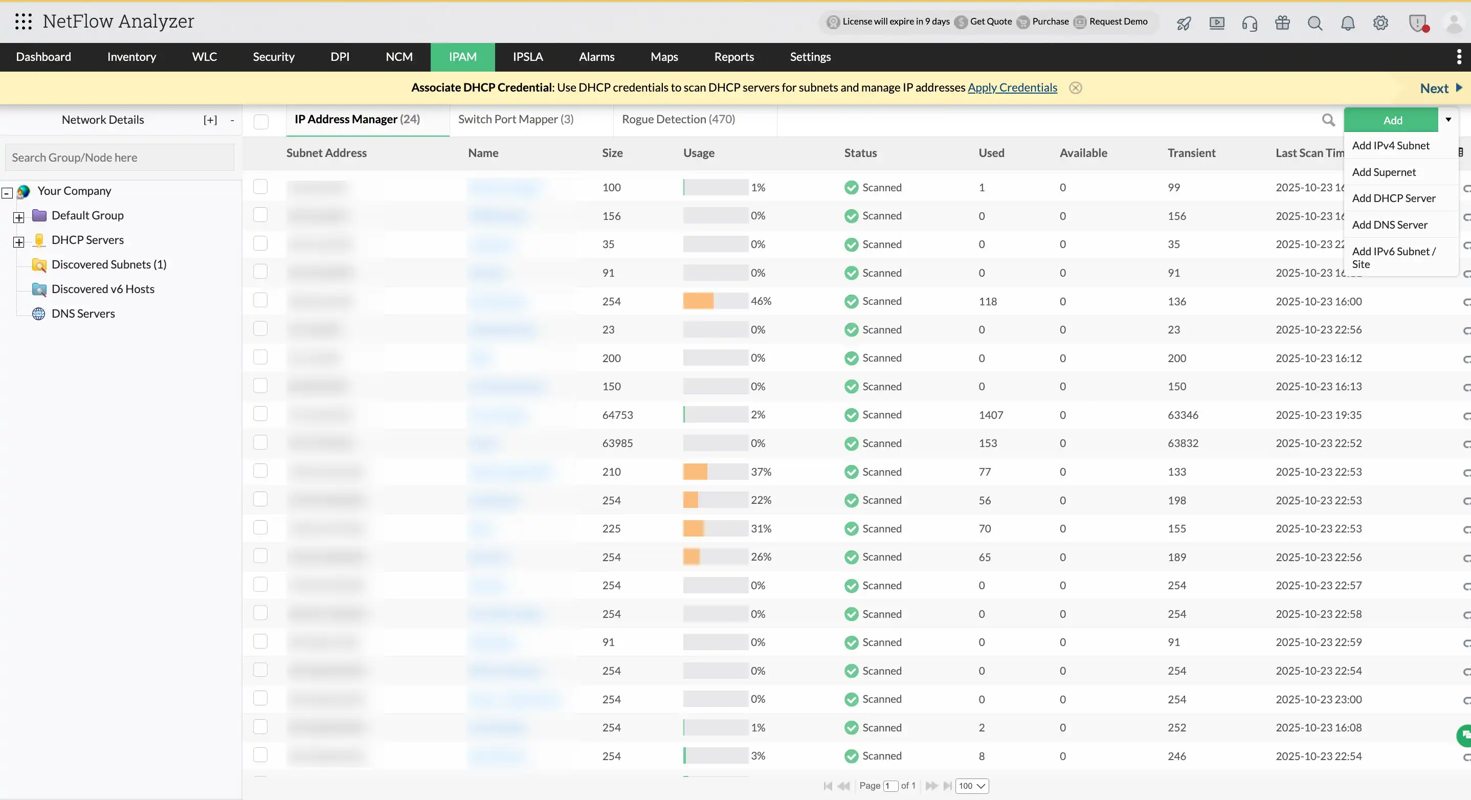 Real-time IP address management