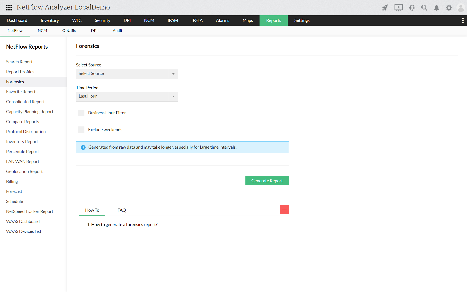 Troubleshoot Reports - Forensics - NetFlow Analyzer