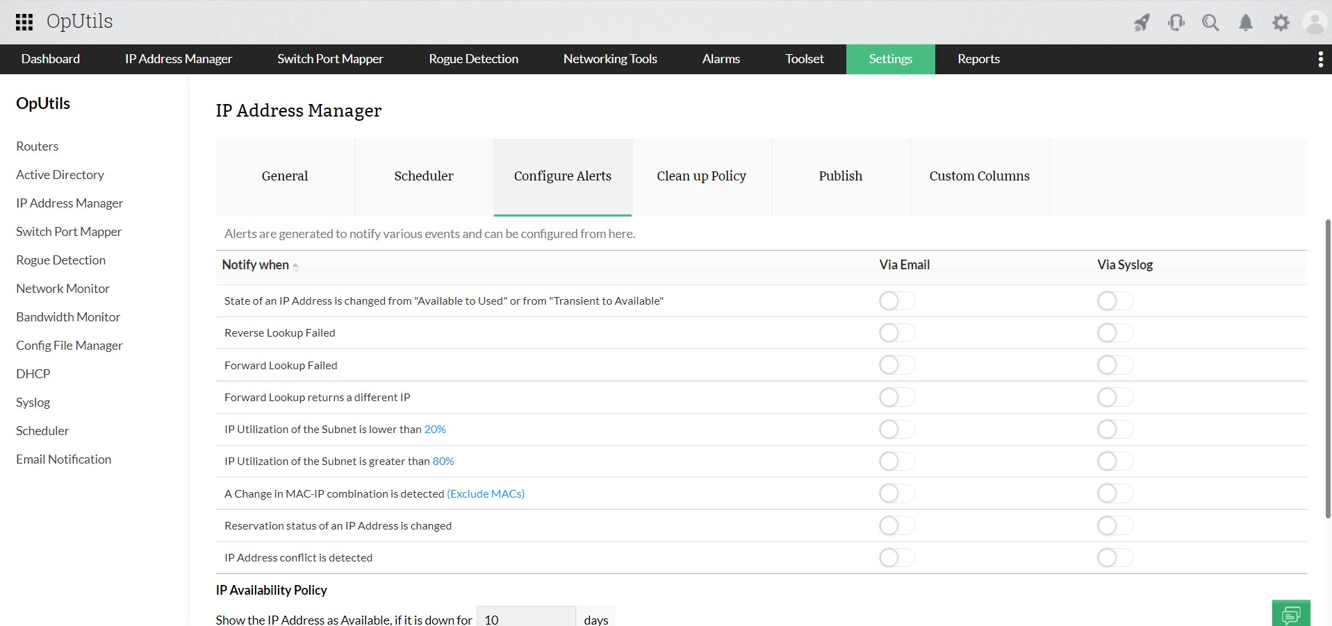 Network IP Scanner - ManageEngine OpUtils