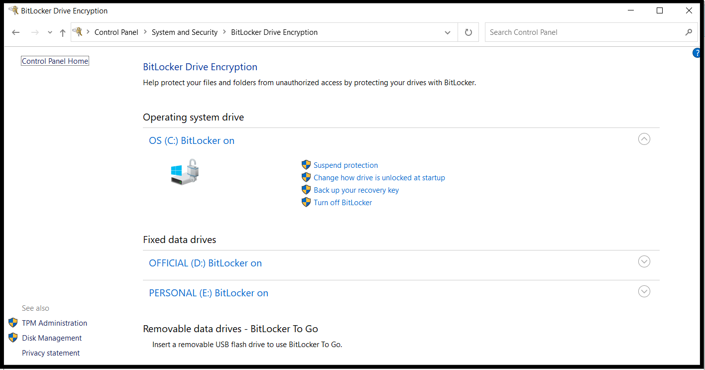 Remove bitlocker from Windows 10