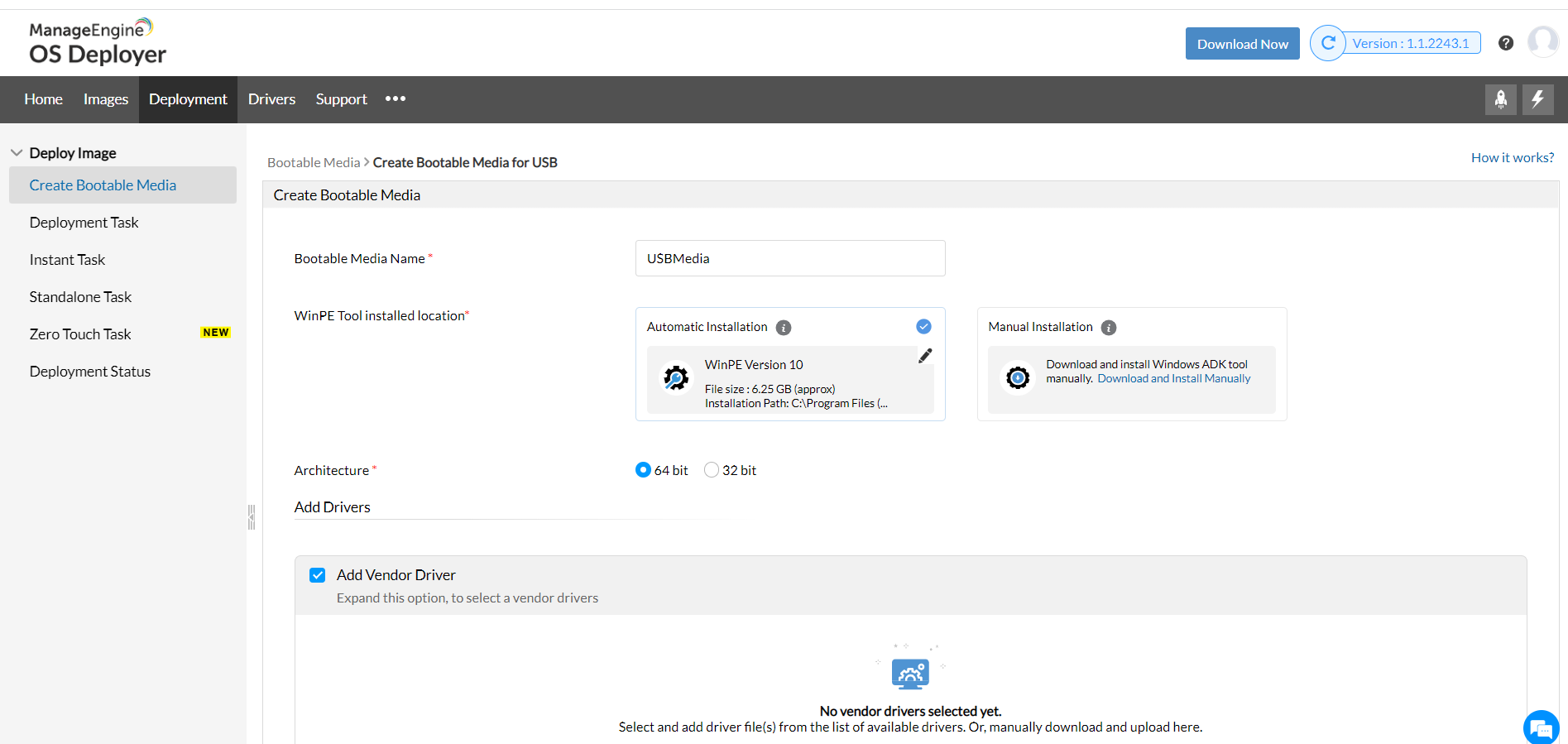 windows 10 bootable usb - ManageEngine OS Deployer