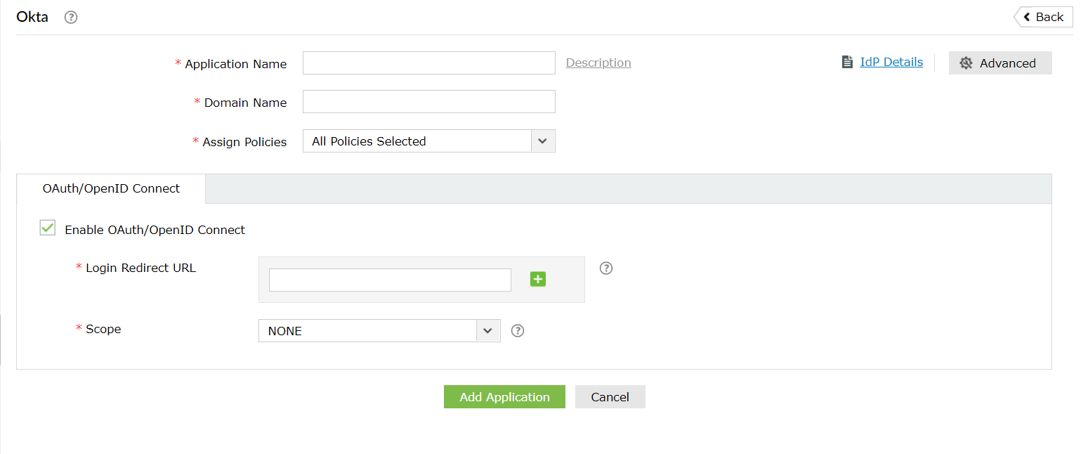 Configure Oauth or OpenID Connect SSO for custom application
