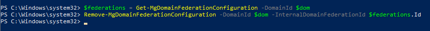 Remove-MgDomainFederationConfiguration