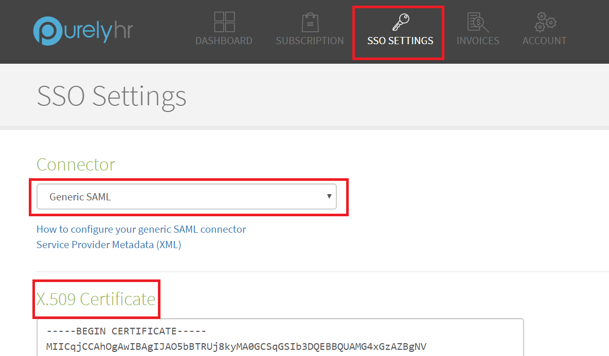Configuring SAML SSO for PurelyHR